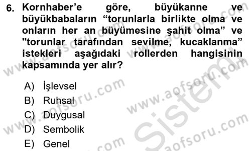 Aile Yapısı ve İlişkileri Dersi 2021 - 2022 Yılı (Vize) Ara Sınav Soruları 6. Soru