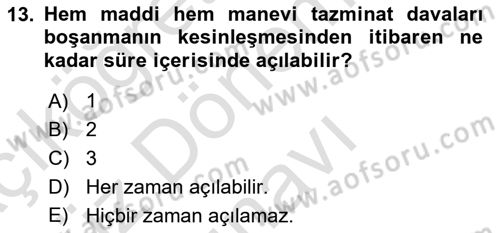 Aile Yapısı ve İlişkileri Dersi 2021 - 2022 Yılı (Final) Dönem Sonu Sınav Soruları 13. Soru