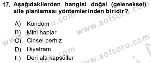 Aile Yapısı ve İlişkileri Dersi 2021 - 2022 Yılı (Final) Dönem Sonu Sınav Soruları 17. Soru