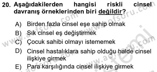 Aile Yapısı ve İlişkileri Dersi 2021 - 2022 Yılı (Final) Dönem Sonu Sınav Soruları 20. Soru