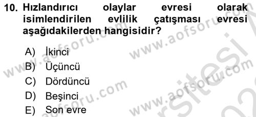 Aile Yapısı ve İlişkileri Dersi 2021 - 2022 Yılı Yaz Okulu Sınav Soruları 10. Soru