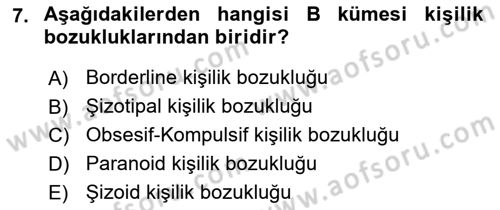 Aile Yapısı ve İlişkileri Dersi 2021 - 2022 Yılı Yaz Okulu Sınav Soruları 7. Soru