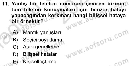 Aile Yapısı ve İlişkileri Dersi 2022 - 2023 Yılı (Vize) Ara Sınav Soruları 11. Soru