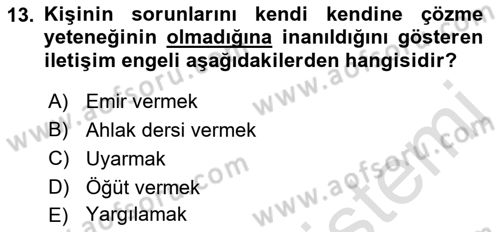 Aile Yapısı ve İlişkileri Dersi 2022 - 2023 Yılı (Vize) Ara Sınav Soruları 13. Soru