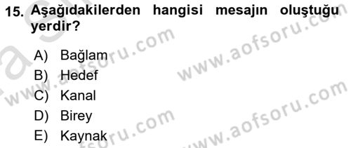 Aile Yapısı ve İlişkileri Dersi 2022 - 2023 Yılı (Vize) Ara Sınav Soruları 15. Soru