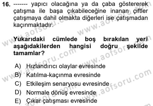 Aile Yapısı ve İlişkileri Dersi 2022 - 2023 Yılı (Vize) Ara Sınav Soruları 16. Soru