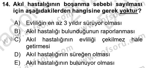 Aile Yapısı ve İlişkileri Dersi 2022 - 2023 Yılı (Final) Dönem Sonu Sınav Soruları 14. Soru