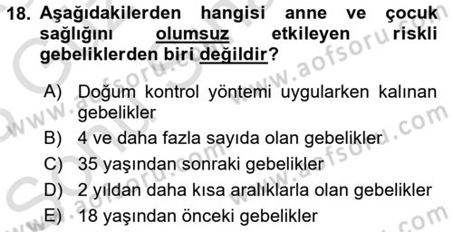 Aile Yapısı ve İlişkileri Dersi 2022 - 2023 Yılı (Final) Dönem Sonu Sınav Soruları 18. Soru
