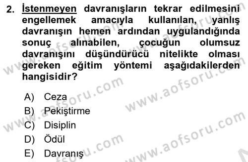 Aile Yapısı ve İlişkileri Dersi 2022 - 2023 Yılı (Final) Dönem Sonu Sınav Soruları 2. Soru