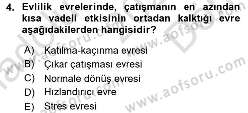 Aile Yapısı ve İlişkileri Dersi 2022 - 2023 Yılı (Final) Dönem Sonu Sınav Soruları 4. Soru
