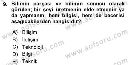 Aile Yapısı ve İlişkileri Dersi 2022 - 2023 Yılı (Final) Dönem Sonu Sınav Soruları 9. Soru