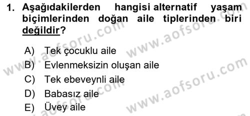 Aile Yapısı ve İlişkileri Dersi 2022 - 2023 Yılı Yaz Okulu Sınav Soruları 1. Soru