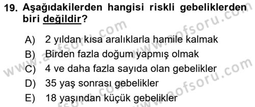 Aile Yapısı ve İlişkileri Dersi 2022 - 2023 Yılı Yaz Okulu Sınav Soruları 19. Soru