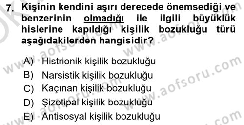 Aile Yapısı ve İlişkileri Dersi 2022 - 2023 Yılı Yaz Okulu Sınav Soruları 7. Soru