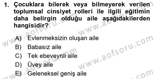Aile Yapısı ve İlişkileri Dersi 2023 - 2024 Yılı (Vize) Ara Sınav Soruları 1. Soru