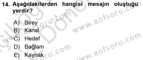 Aile Yapısı ve İlişkileri Dersi 2023 - 2024 Yılı (Vize) Ara Sınav Soruları 14. Soru