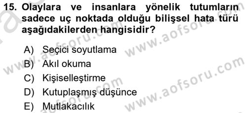 Aile Yapısı ve İlişkileri Dersi 2023 - 2024 Yılı (Vize) Ara Sınav Soruları 15. Soru