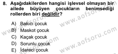 Aile Yapısı ve İlişkileri Dersi 2023 - 2024 Yılı (Vize) Ara Sınav Soruları 8. Soru