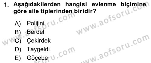 Aile Yapısı ve İlişkileri Dersi 2023 - 2024 Yılı (Final) Dönem Sonu Sınav Soruları 1. Soru