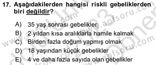 Aile Yapısı ve İlişkileri Dersi 2023 - 2024 Yılı (Final) Dönem Sonu Sınav Soruları 17. Soru