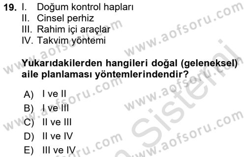 Aile Yapısı ve İlişkileri Dersi 2023 - 2024 Yılı (Final) Dönem Sonu Sınav Soruları 19. Soru
