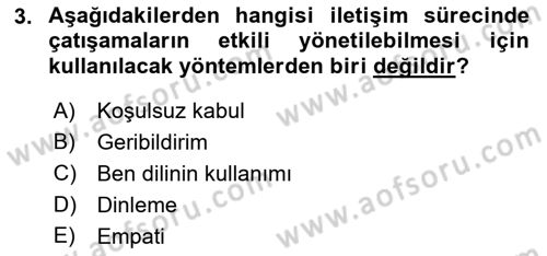 Aile Yapısı ve İlişkileri Dersi 2023 - 2024 Yılı (Final) Dönem Sonu Sınav Soruları 3. Soru