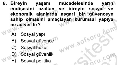 Aile Yapısı ve İlişkileri Dersi 2023 - 2024 Yılı (Final) Dönem Sonu Sınav Soruları 8. Soru