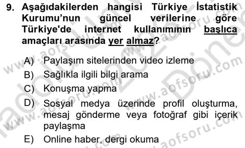 Aile Yapısı ve İlişkileri Dersi 2023 - 2024 Yılı (Final) Dönem Sonu Sınav Soruları 9. Soru