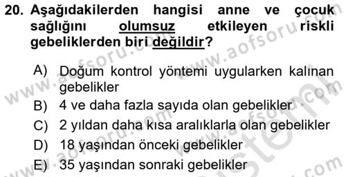 Aile Yapısı ve İlişkileri Dersi 2023 - 2024 Yılı Yaz Okulu Sınav Soruları 20. Soru
