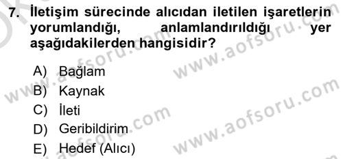 Aile Yapısı ve İlişkileri Dersi 2023 - 2024 Yılı Yaz Okulu Sınav Soruları 7. Soru