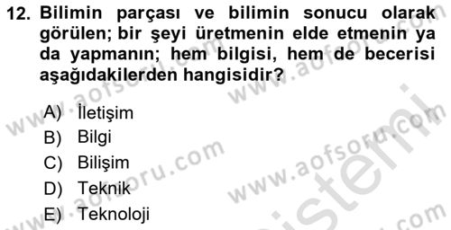 Aile Yapısı ve İlişkileri Dersi 2024 - 2025 Yılı (Final) Dönem Sonu Sınav Soruları 12. Soru