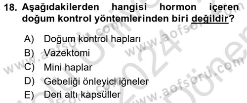 Aile Yapısı ve İlişkileri Dersi 2024 - 2025 Yılı (Final) Dönem Sonu Sınav Soruları 18. Soru