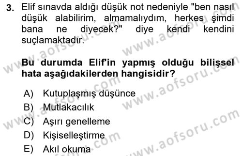 Aile Yapısı ve İlişkileri Dersi 2024 - 2025 Yılı (Final) Dönem Sonu Sınav Soruları 3. Soru