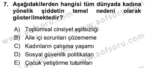 Aile Yapısı ve İlişkileri Dersi 2024 - 2025 Yılı (Final) Dönem Sonu Sınav Soruları 7. Soru