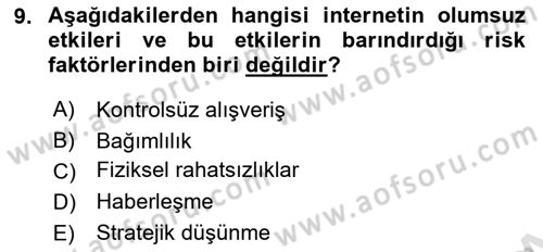 Aile Yapısı ve İlişkileri Dersi 2024 - 2025 Yılı (Final) Dönem Sonu Sınav Soruları 9. Soru
