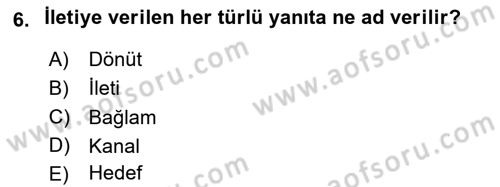 Aile Yapısı ve İlişkileri Dersi 2024 - 2025 Yılı Yaz Okulu Sınav Soruları 6. Soru
