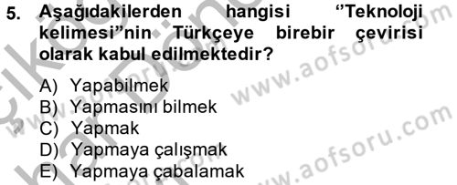 Ev Teknolojisi Dersi 2012 - 2013 Yılı (Vize) Ara Sınav Soruları 5. Soru