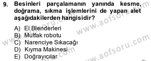 Ev Teknolojisi Dersi 2012 - 2013 Yılı (Vize) Ara Sınav Soruları 9. Soru