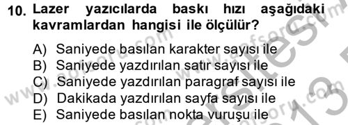 Ev Teknolojisi Dersi 2012 - 2013 Yılı (Final) Dönem Sonu Sınav Soruları 10. Soru