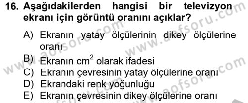 Ev Teknolojisi Dersi 2012 - 2013 Yılı (Final) Dönem Sonu Sınav Soruları 16. Soru