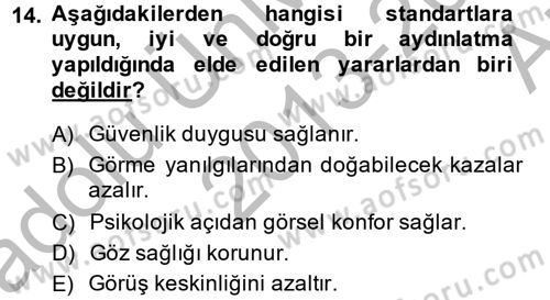 Ev Teknolojisi Dersi 2013 - 2014 Yılı (Vize) Ara Sınav Soruları 14. Soru