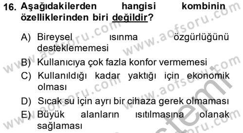 Ev Teknolojisi Dersi 2013 - 2014 Yılı (Vize) Ara Sınav Soruları 16. Soru