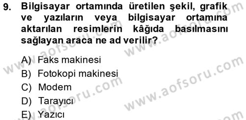 Ev Teknolojisi Dersi 2013 - 2014 Yılı (Final) Dönem Sonu Sınav Soruları 9. Soru