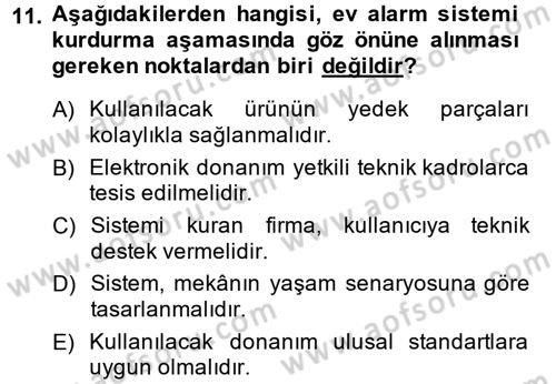 Ev Teknolojisi Dersi 2013 - 2014 Yılı Tek Ders Sınav Soruları 11. Soru