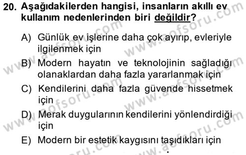Ev Teknolojisi Dersi 2013 - 2014 Yılı Tek Ders Sınav Soruları 20. Soru