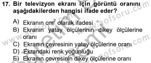Ev Teknolojisi Dersi 2014 - 2015 Yılı (Final) Dönem Sonu Sınav Soruları 17. Soru