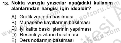 Ev Teknolojisi Dersi 2014 - 2015 Yılı Tek Ders Sınav Soruları 13. Soru