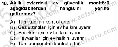Ev Teknolojisi Dersi 2014 - 2015 Yılı Tek Ders Sınav Soruları 18. Soru