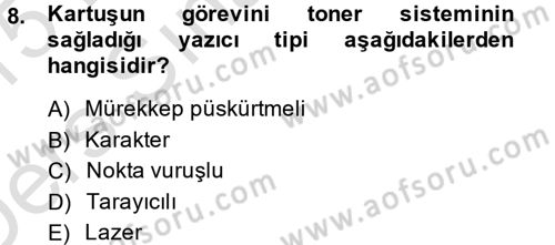 Ev Teknolojisi Dersi 2014 - 2015 Yılı Tek Ders Sınav Soruları 8. Soru