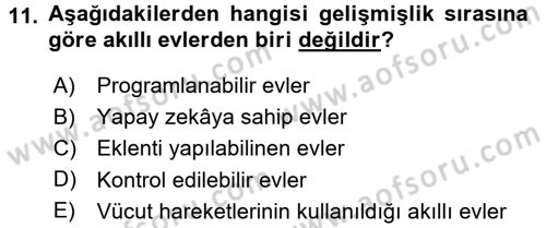 Ev Teknolojisi Dersi 2015 - 2016 Yılı (Vize) Ara Sınav Soruları 11. Soru